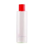 Clear plasticcosmetic bottle, 200ml capacity. Made from PET. The bottle has a 24mm neck