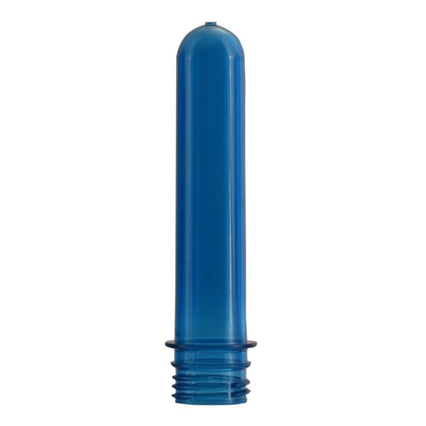 Blue colorplastic Preform, 1000ml capacity. Made from PET. The preform has a26.5mm neck.
