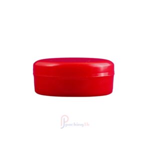 Red / Milk whitecolor plasticsmallContainer, Made from HDPE Verging -Sabic. The Containerhas a 40mm neck