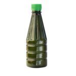 Dark green plastic vinegar bottle, 350ml capacity. Made from PET. The bottle has a 28mm neck