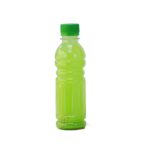 Clear plastic juice bottle, 200ml capacity. Madefrom PET. The bottle has a 28mm neck.