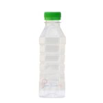 Clear plastic juice bottle, 200ml capacity. Made from PET. The bottle has a 26.5mm neck.